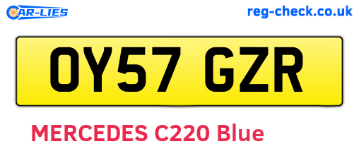 OY57GZR are the vehicle registration plates.