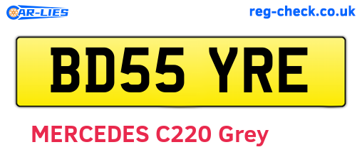 BD55YRE are the vehicle registration plates.