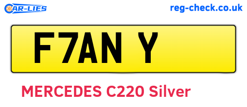 F7ANY are the vehicle registration plates.