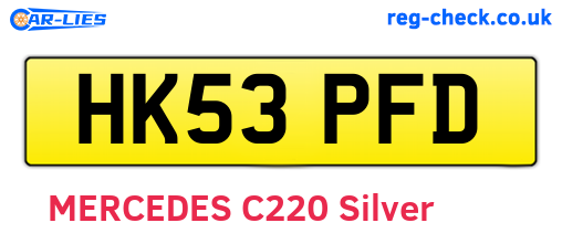 HK53PFD are the vehicle registration plates.