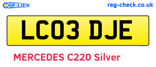 LC03DJE are the vehicle registration plates.
