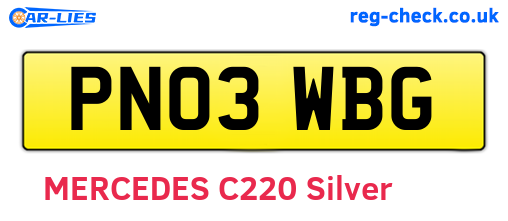 PN03WBG are the vehicle registration plates.