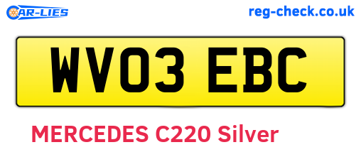 WV03EBC are the vehicle registration plates.