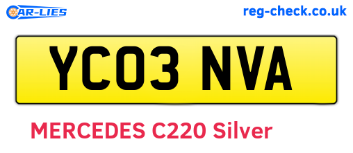 YC03NVA are the vehicle registration plates.
