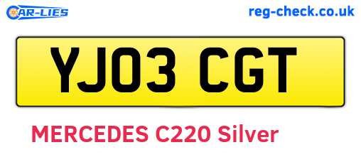 YJ03CGT are the vehicle registration plates.