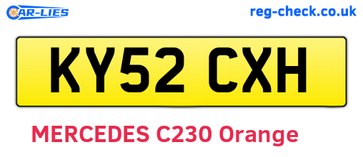 KY52CXH are the vehicle registration plates.