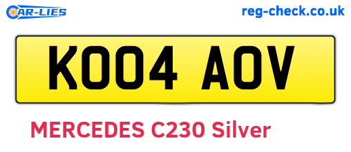 KO04AOV are the vehicle registration plates.