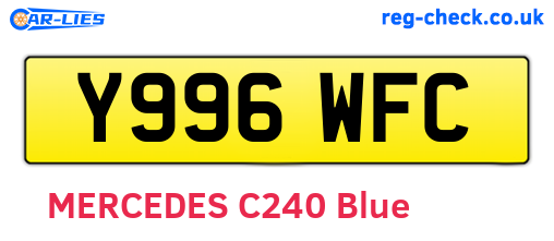 Y996WFC are the vehicle registration plates.