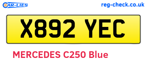 X892YEC are the vehicle registration plates.