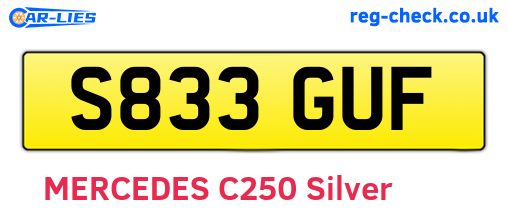 S833GUF are the vehicle registration plates.