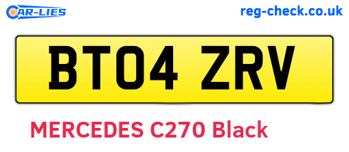 BT04ZRV are the vehicle registration plates.