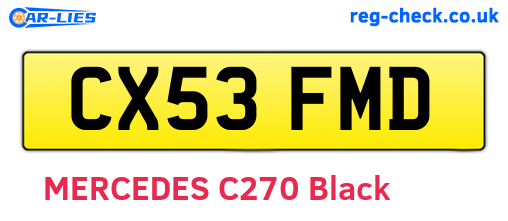 CX53FMD are the vehicle registration plates.