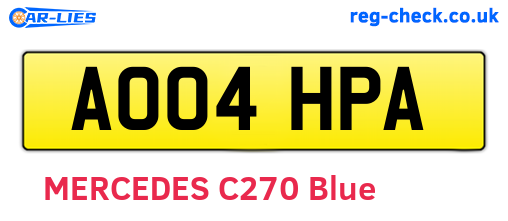 AO04HPA are the vehicle registration plates.