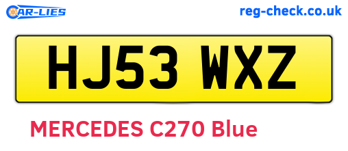 HJ53WXZ are the vehicle registration plates.