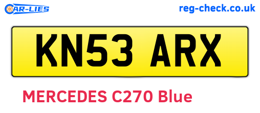 KN53ARX are the vehicle registration plates.