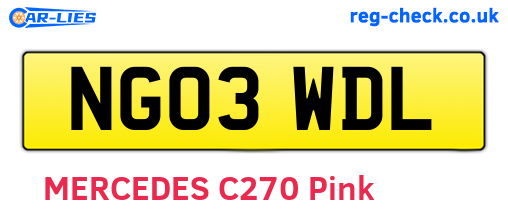 NG03WDL are the vehicle registration plates.