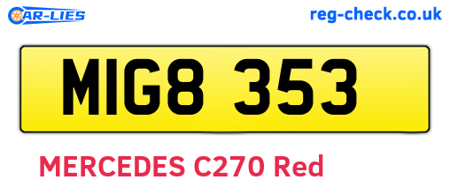 MIG8353 are the vehicle registration plates.
