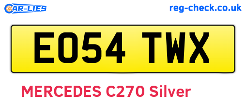 EO54TWX are the vehicle registration plates.