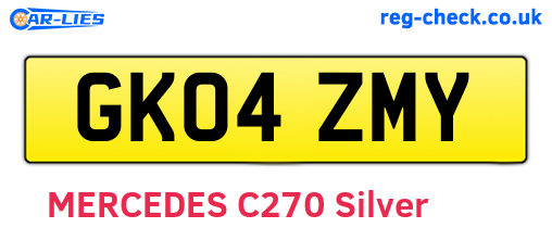 GK04ZMY are the vehicle registration plates.