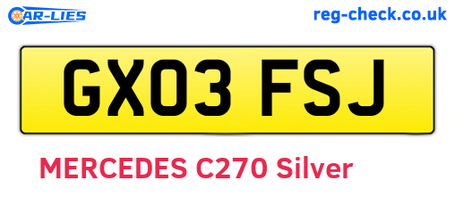 GX03FSJ are the vehicle registration plates.