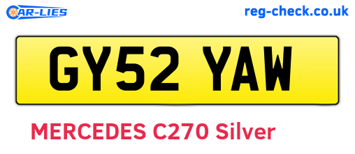 GY52YAW are the vehicle registration plates.