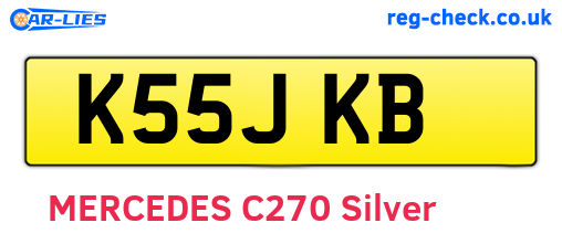 K55JKB are the vehicle registration plates.