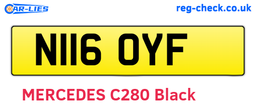 N116OYF are the vehicle registration plates.