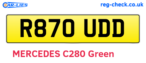 R870UDD are the vehicle registration plates.