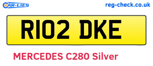 R102DKE are the vehicle registration plates.