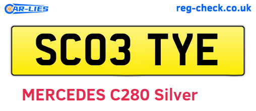 SC03TYE are the vehicle registration plates.