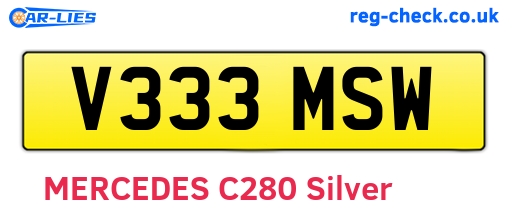 V333MSW are the vehicle registration plates.