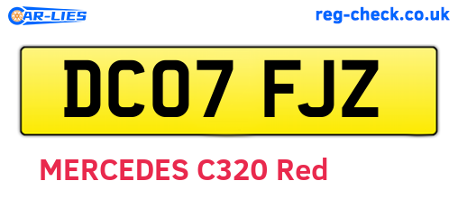 DC07FJZ are the vehicle registration plates.