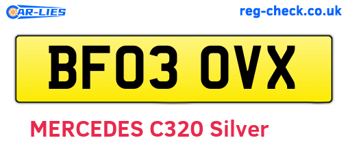 BF03OVX are the vehicle registration plates.