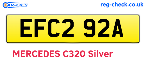EFC292A are the vehicle registration plates.
