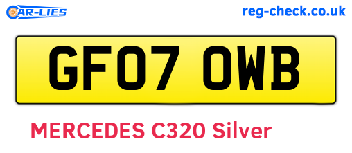 GF07OWB are the vehicle registration plates.
