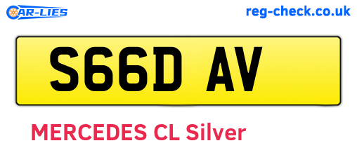 S66DAV are the vehicle registration plates.