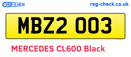 MBZ2003 are the vehicle registration plates.