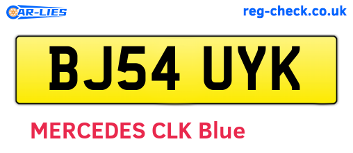 BJ54UYK are the vehicle registration plates.