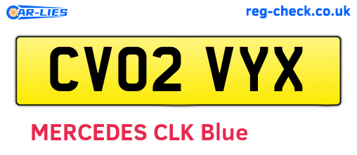 CV02VYX are the vehicle registration plates.