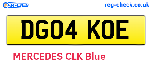 DG04KOE are the vehicle registration plates.