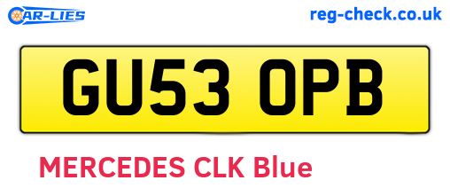 GU53OPB are the vehicle registration plates.