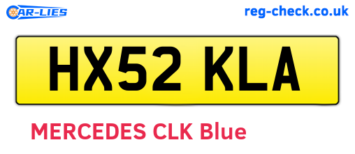 HX52KLA are the vehicle registration plates.