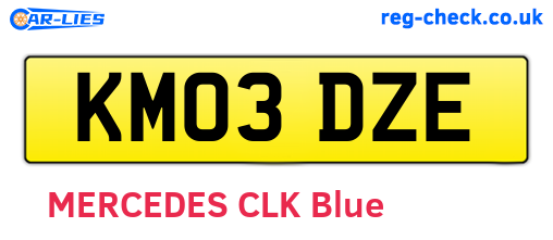 KM03DZE are the vehicle registration plates.