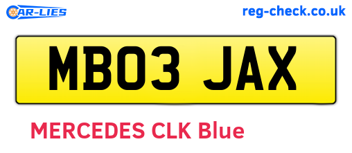 MB03JAX are the vehicle registration plates.