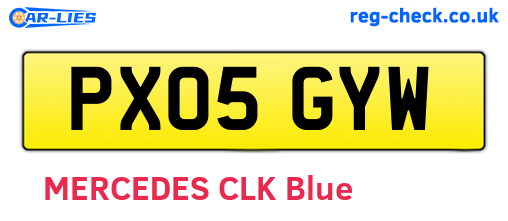 PX05GYW are the vehicle registration plates.