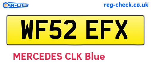 WF52EFX are the vehicle registration plates.