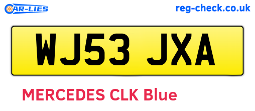 WJ53JXA are the vehicle registration plates.