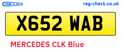 X652WAB are the vehicle registration plates.