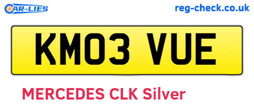 KM03VUE are the vehicle registration plates.