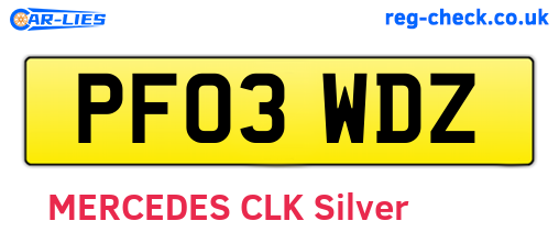PF03WDZ are the vehicle registration plates.